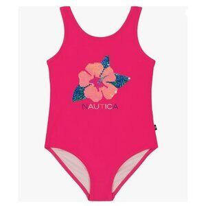 NWT. NAUTICA Girls One-piece Swimsuit With Upf 50+ Sun Protection